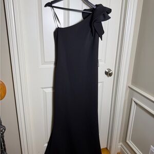Betsy & Adam Black One-Shoulder Dress with Bow